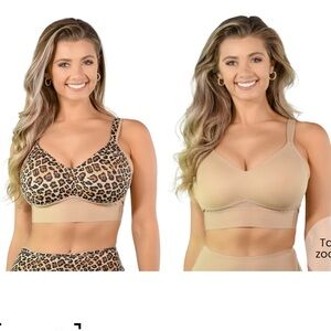 Rhonda Shear Leopard Print and Nude Wireless Comfort Bras